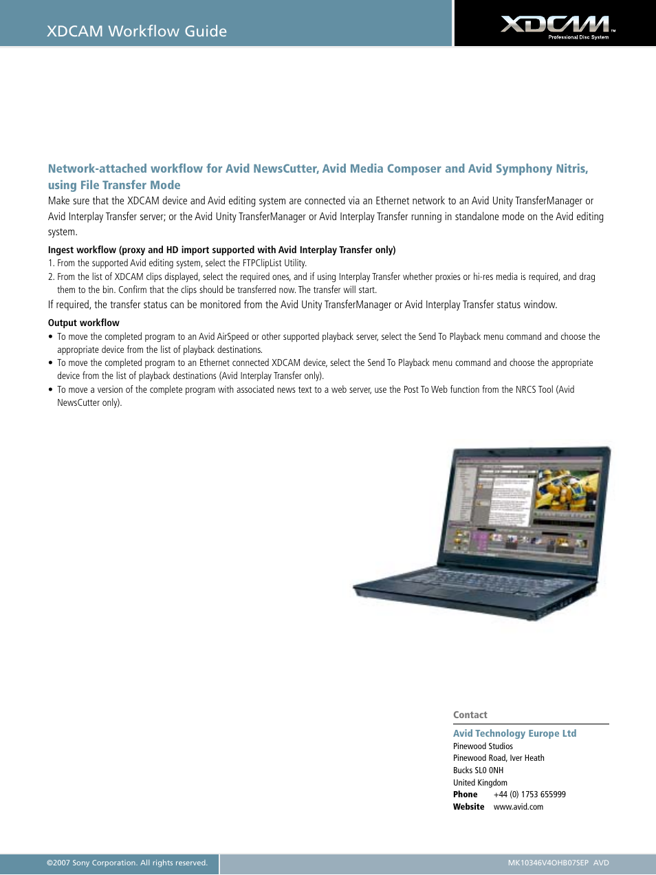 Xdcam workflow guide | Sony XDCAM User Manual | Page 4 / 28