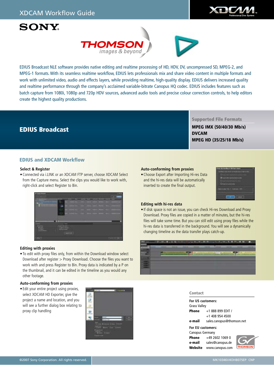 Xdcam workflow guide, Edius broadcast | Sony XDCAM User Manual | Page 5 / 28