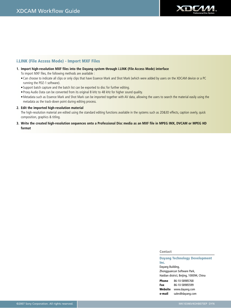 Xdcam workflow guide, I.link (file access mode) - import mxf files | Sony XDCAM User Manual | Page 7 / 28