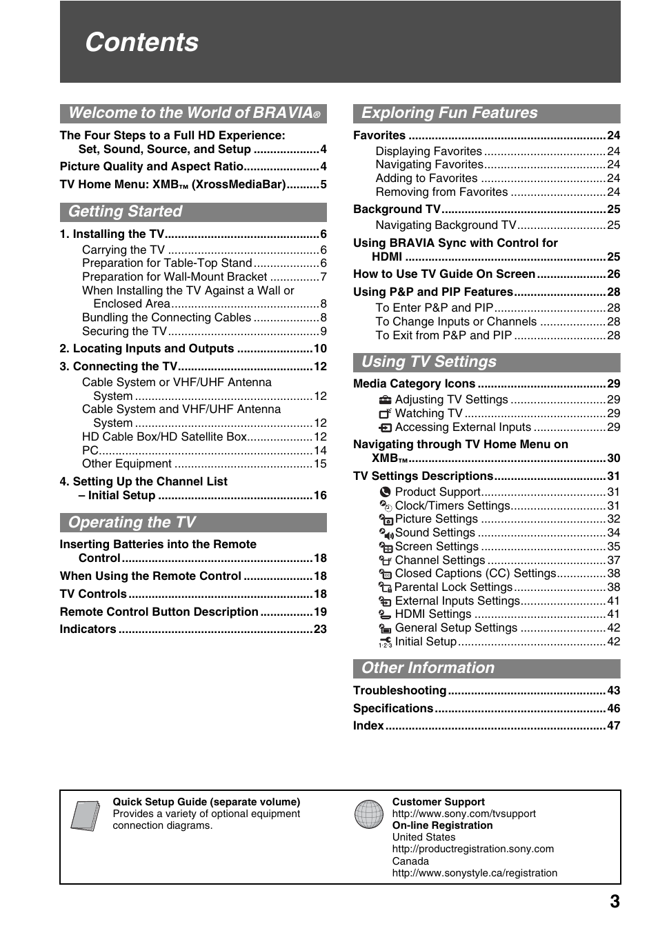 Sony FOUND NOT KDL-52V4100 User Manual | Page 3 / 48