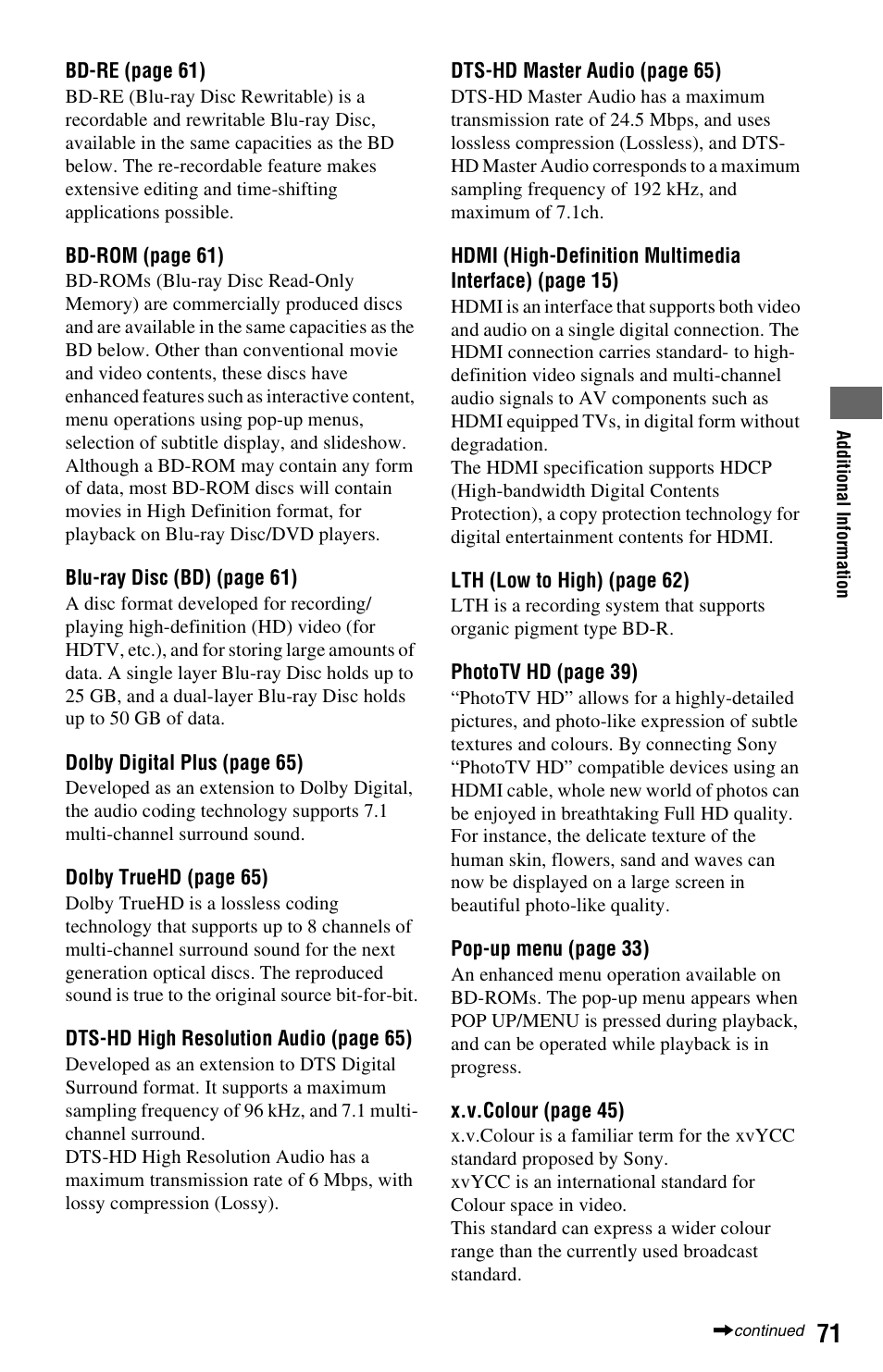 Sony 3-452-779-12(1) User Manual | Page 71 / 75