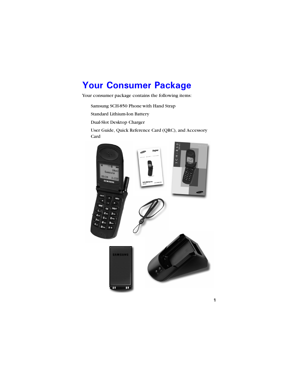 Your consumer package, Qwt %qpuwogt 2cemcig | Samsung SCH-850 User Manual | Page 13 / 134