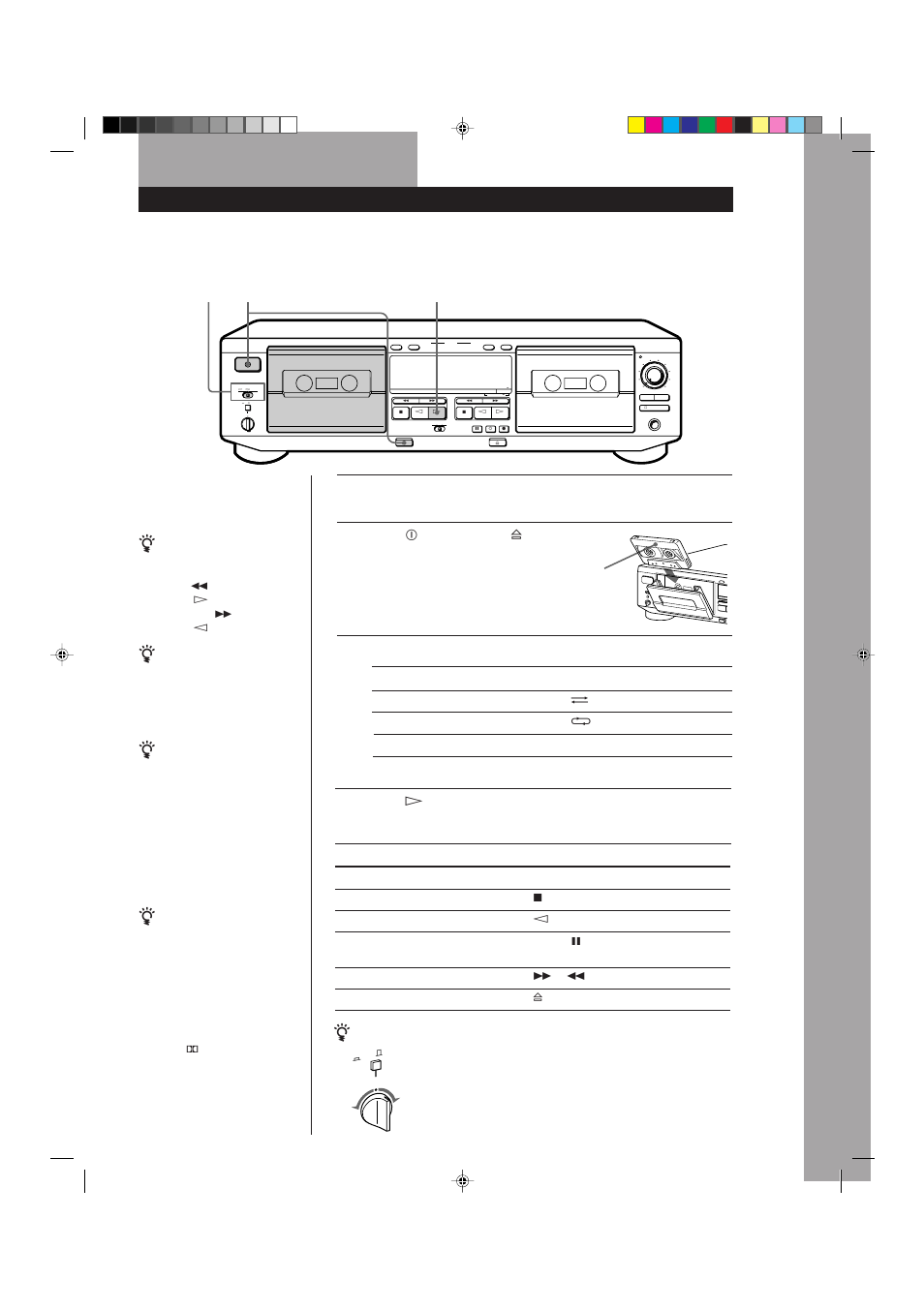 Playing a tape, Basic operations, Press u, and then press § and insert a cassette | Set direction mode | Sony TC-WE525 User Manual | Page 5 / 68