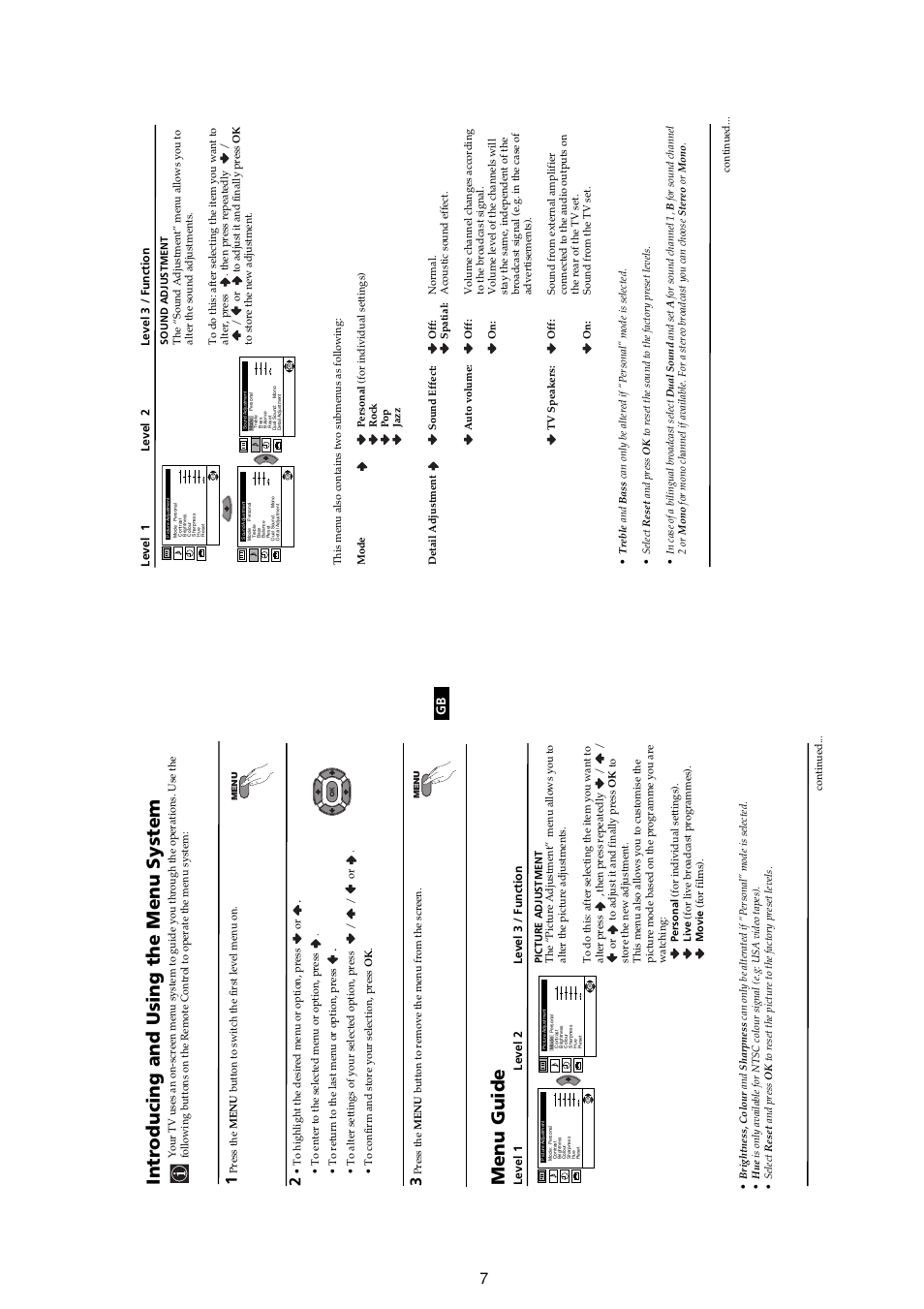 Introducing and using the menu system, Menu guide | Sony FD TRINITRON KV-21FX30E User Manual | Page 7 / 45