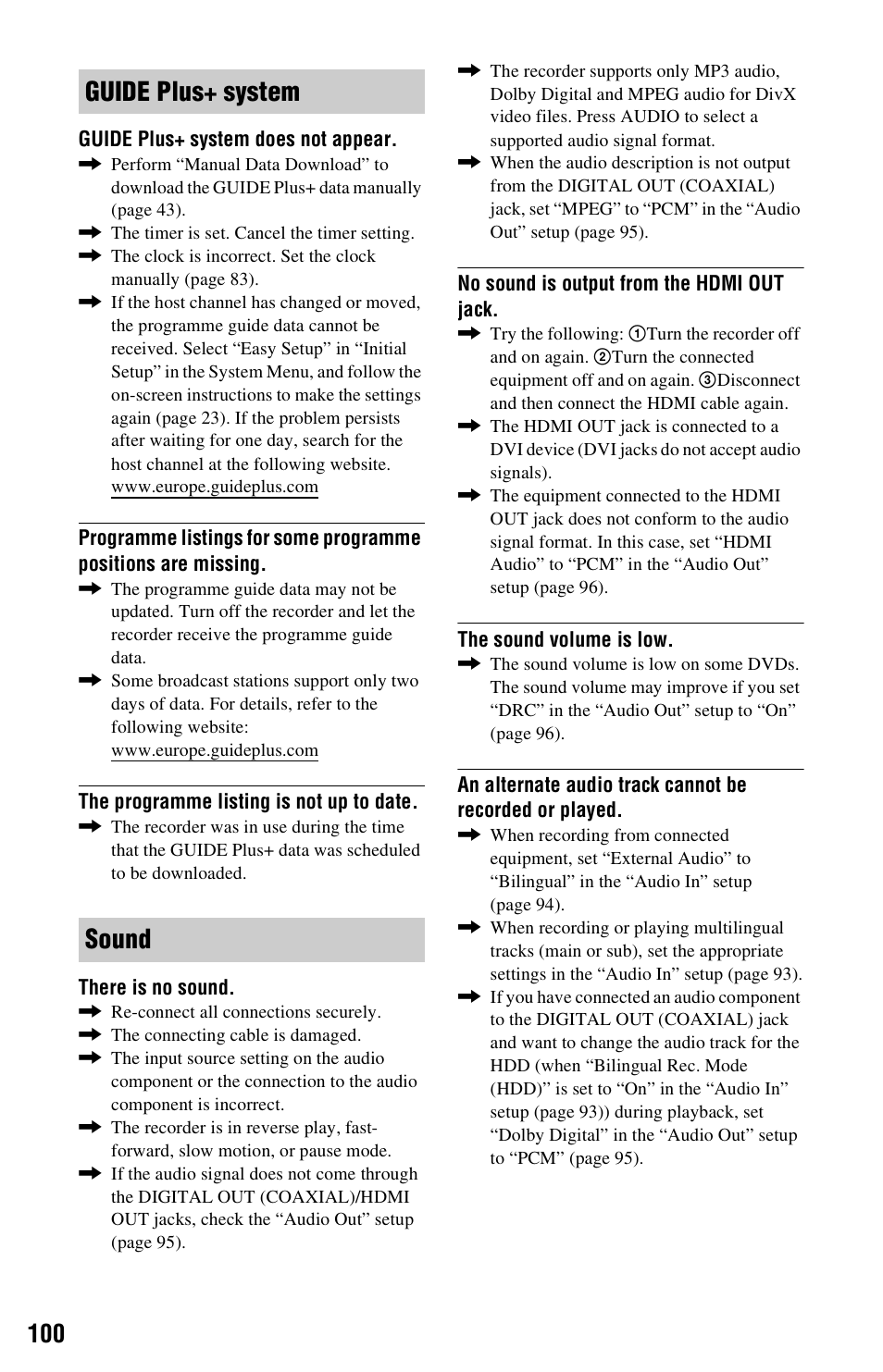 Guide plus+ system sound | Sony 4-131-978-11(1) User Manual | Page 100 / 120