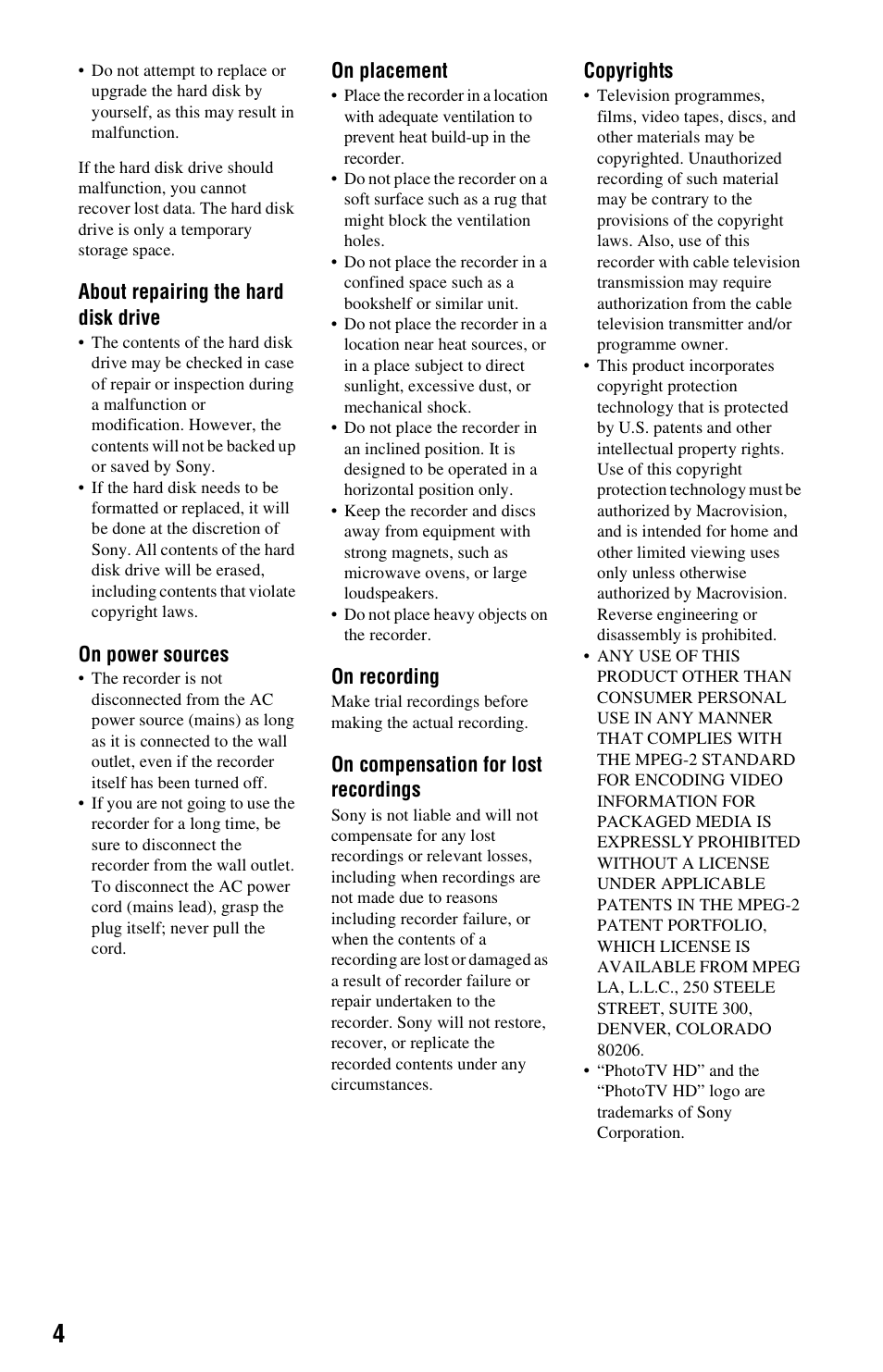 Sony 4-131-978-11(1) User Manual | Page 4 / 120