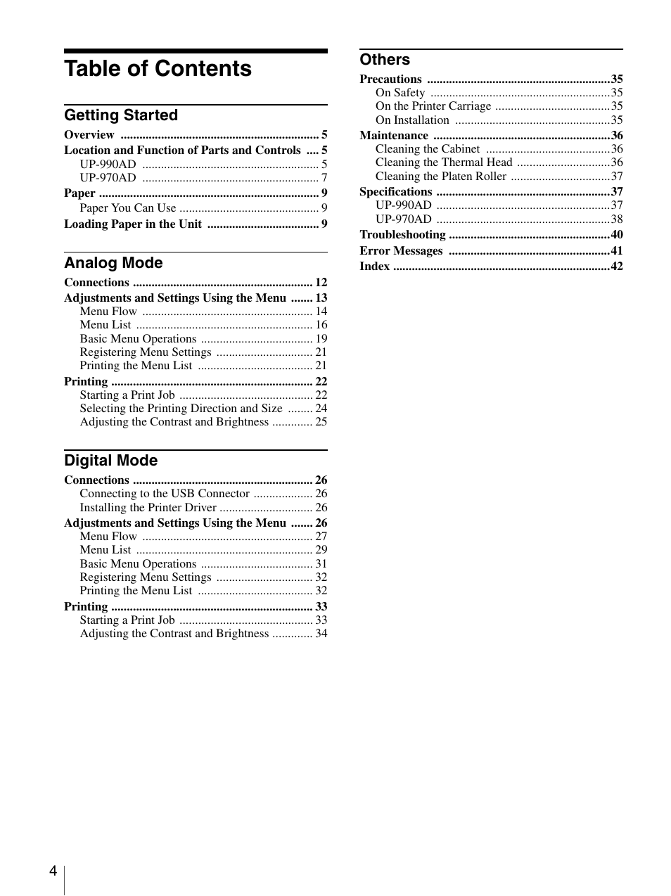 Sony UP-970AD User Manual | Page 4 / 43