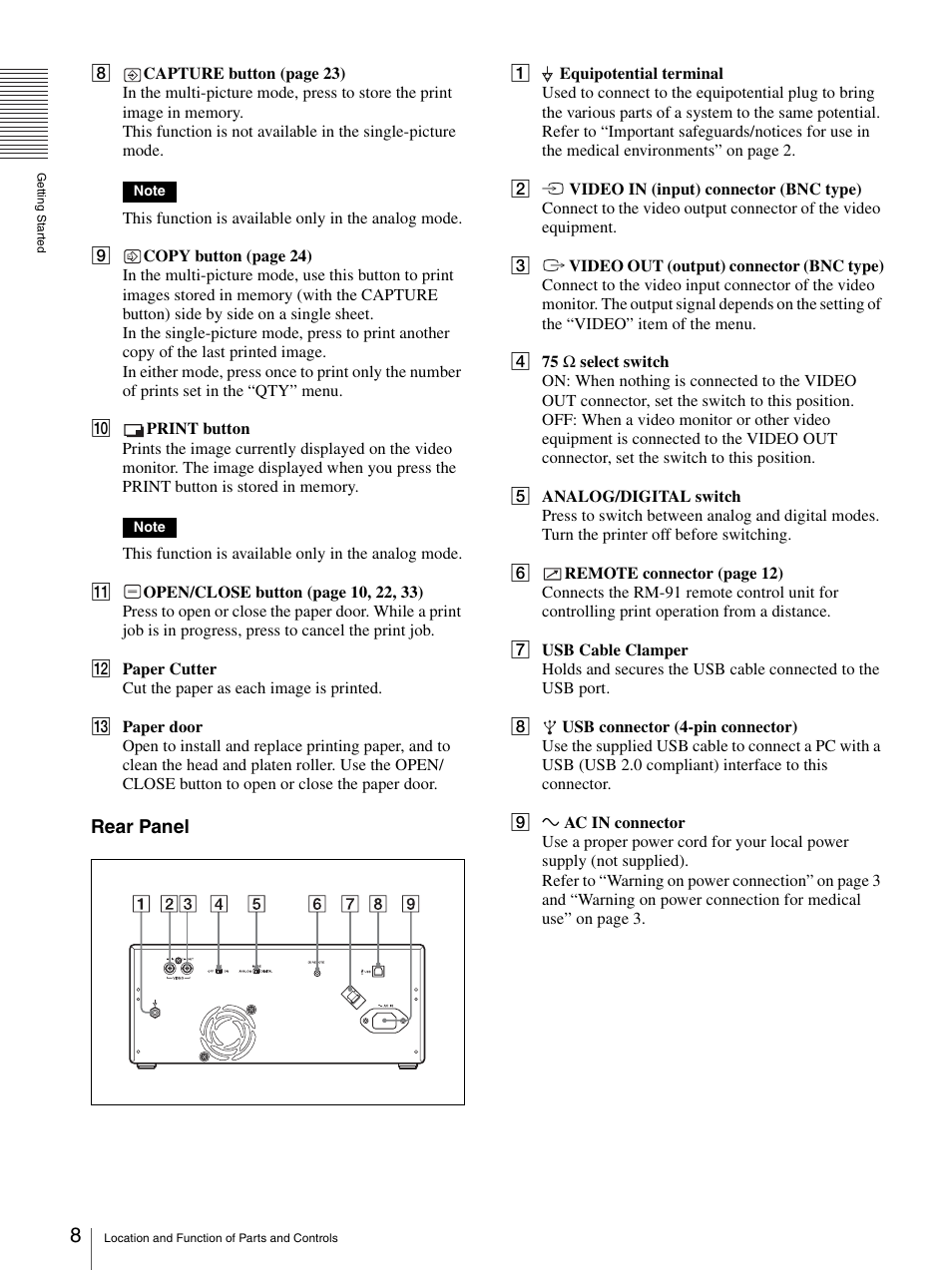 Sony UP-970AD User Manual | Page 8 / 43