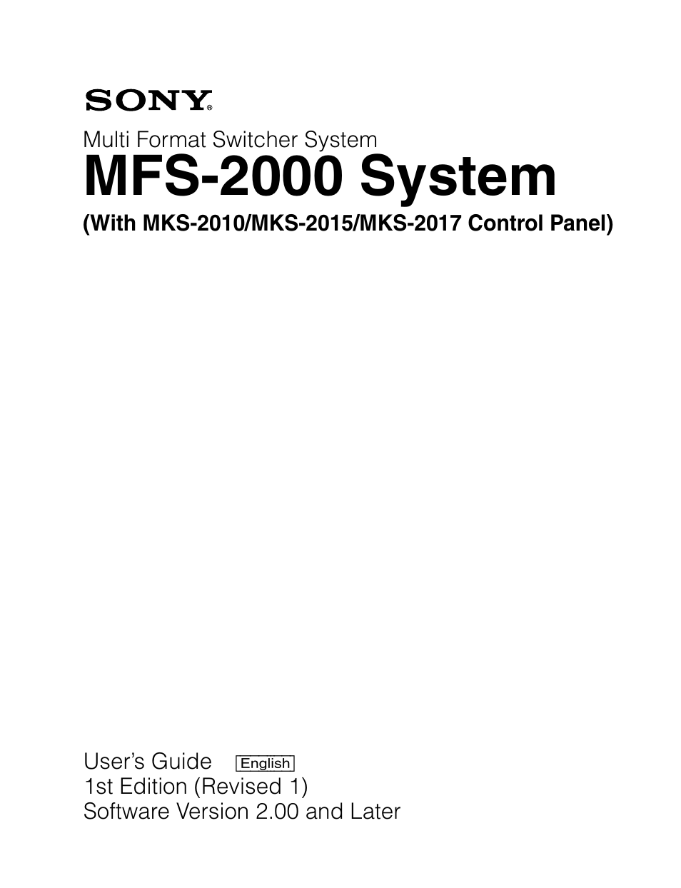 Sony MKS-2010 User Manual | 200 pages