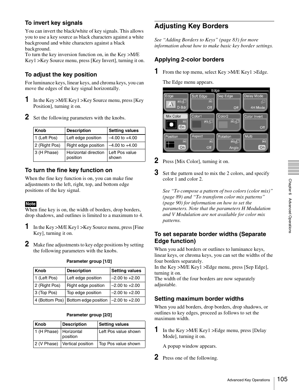 Adjusting key borders | Sony MKS-2010 User Manual | Page 105 / 200