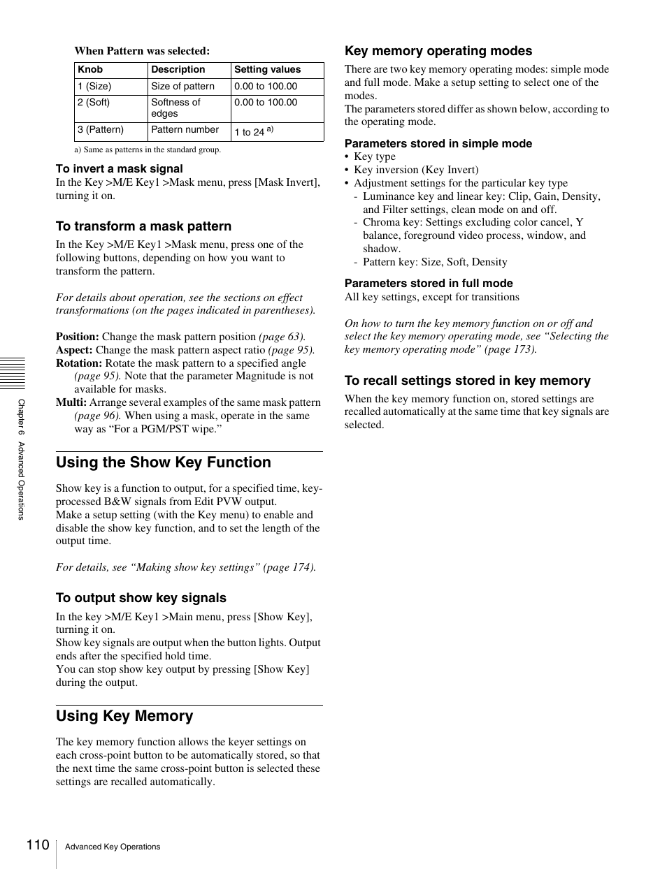Using the show key function, Using key memory, Using the show key function using key memory | Sony MKS-2010 User Manual | Page 110 / 200