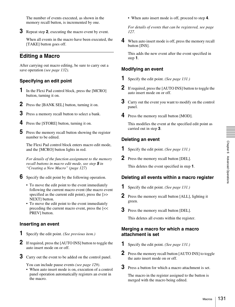 Editing a macro | Sony MKS-2010 User Manual | Page 131 / 200