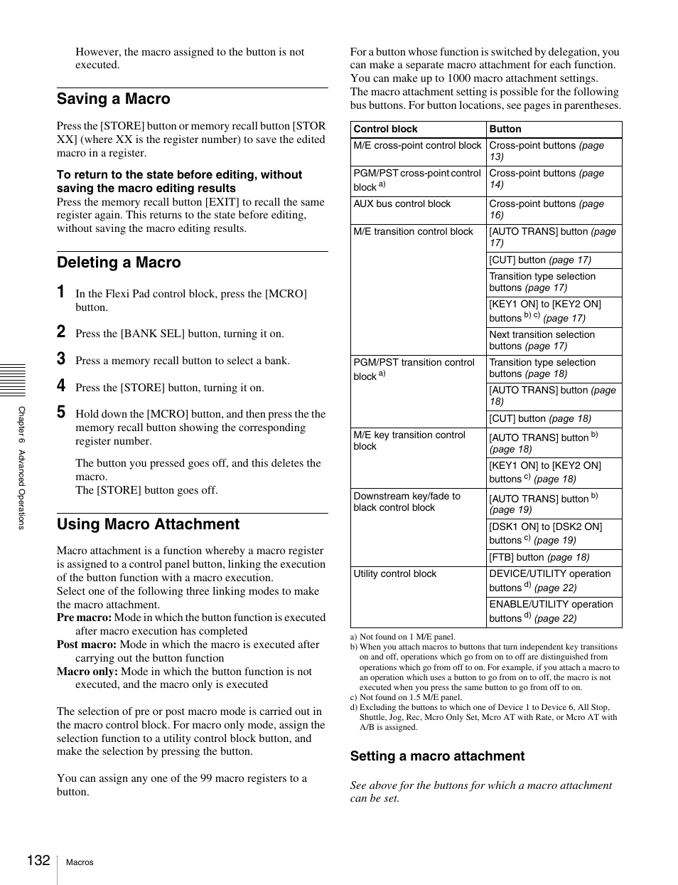 Saving a macro, Deleting a macro, Using macro attachment | Setting a macro attachment | Sony MKS-2010 User Manual | Page 132 / 200