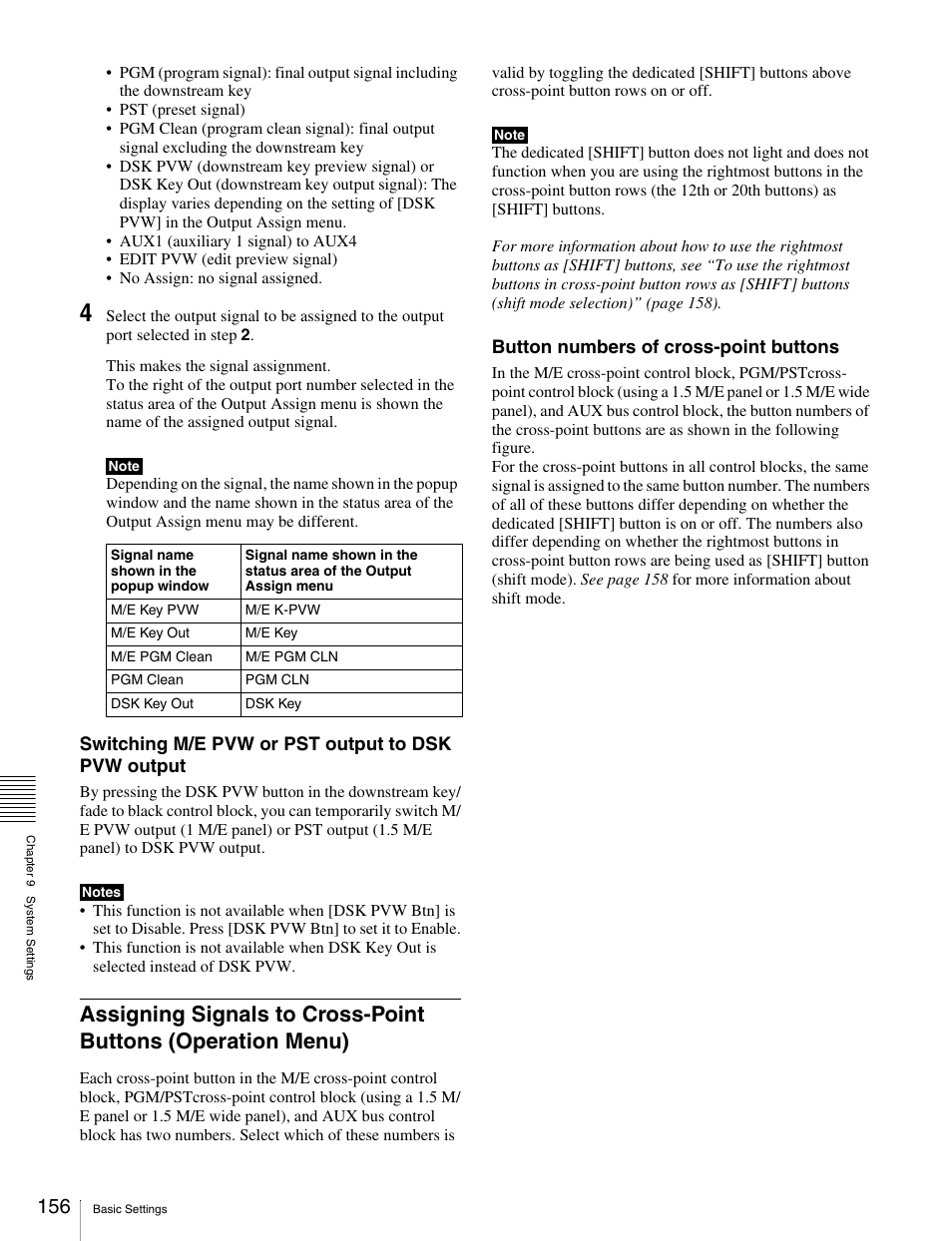 Assigning signals to cross-point buttons, Operation menu) | Sony MKS-2010 User Manual | Page 156 / 200