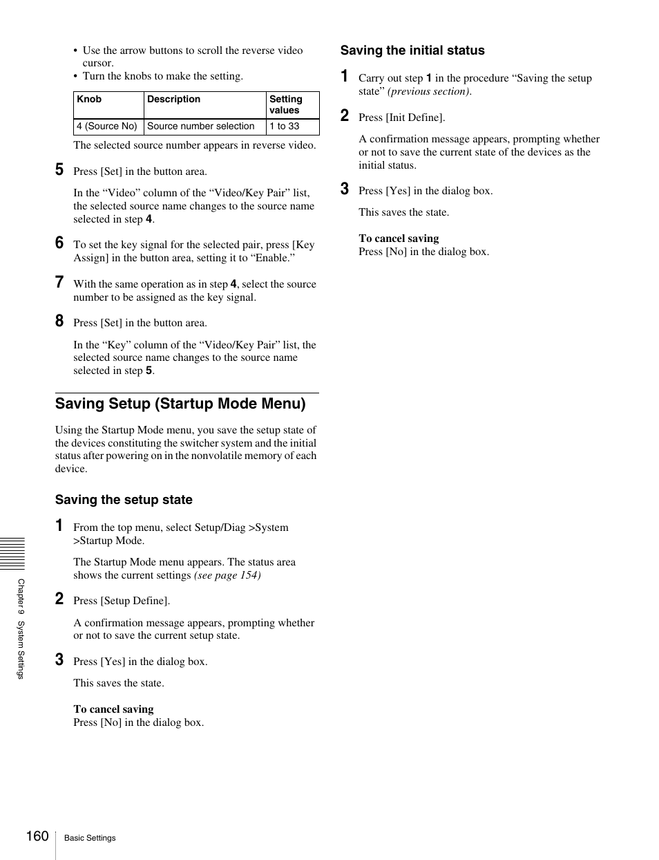 Saving setup (startup mode menu) | Sony MKS-2010 User Manual | Page 160 / 200