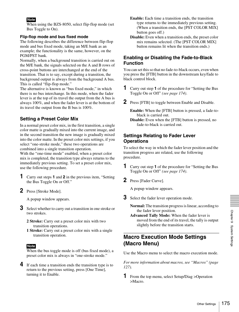 Macro execution mode settings (macro menu), Macro execution mode settings (macro, Menu) | Sony MKS-2010 User Manual | Page 175 / 200