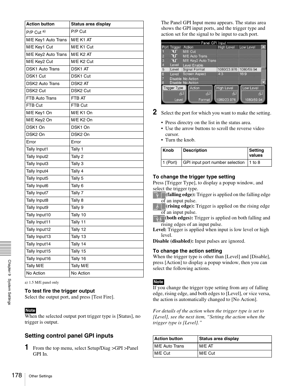 Setting control panel gpi inputs | Sony MKS-2010 User Manual | Page 178 / 200