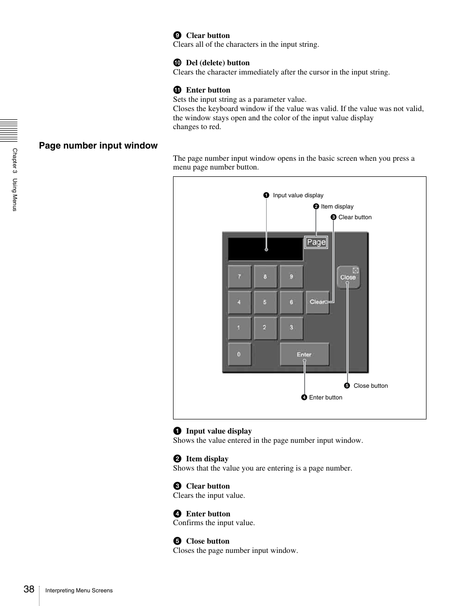 Page number input window | Sony MKS-2010 User Manual | Page 38 / 200