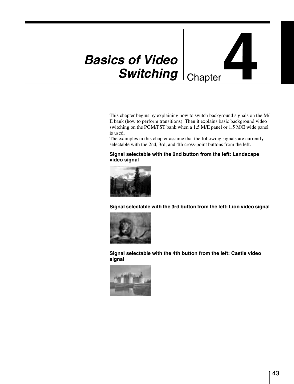 Chapter 4 basics of video switching, Basics of video switching, Chapter | Sony MKS-2010 User Manual | Page 43 / 200