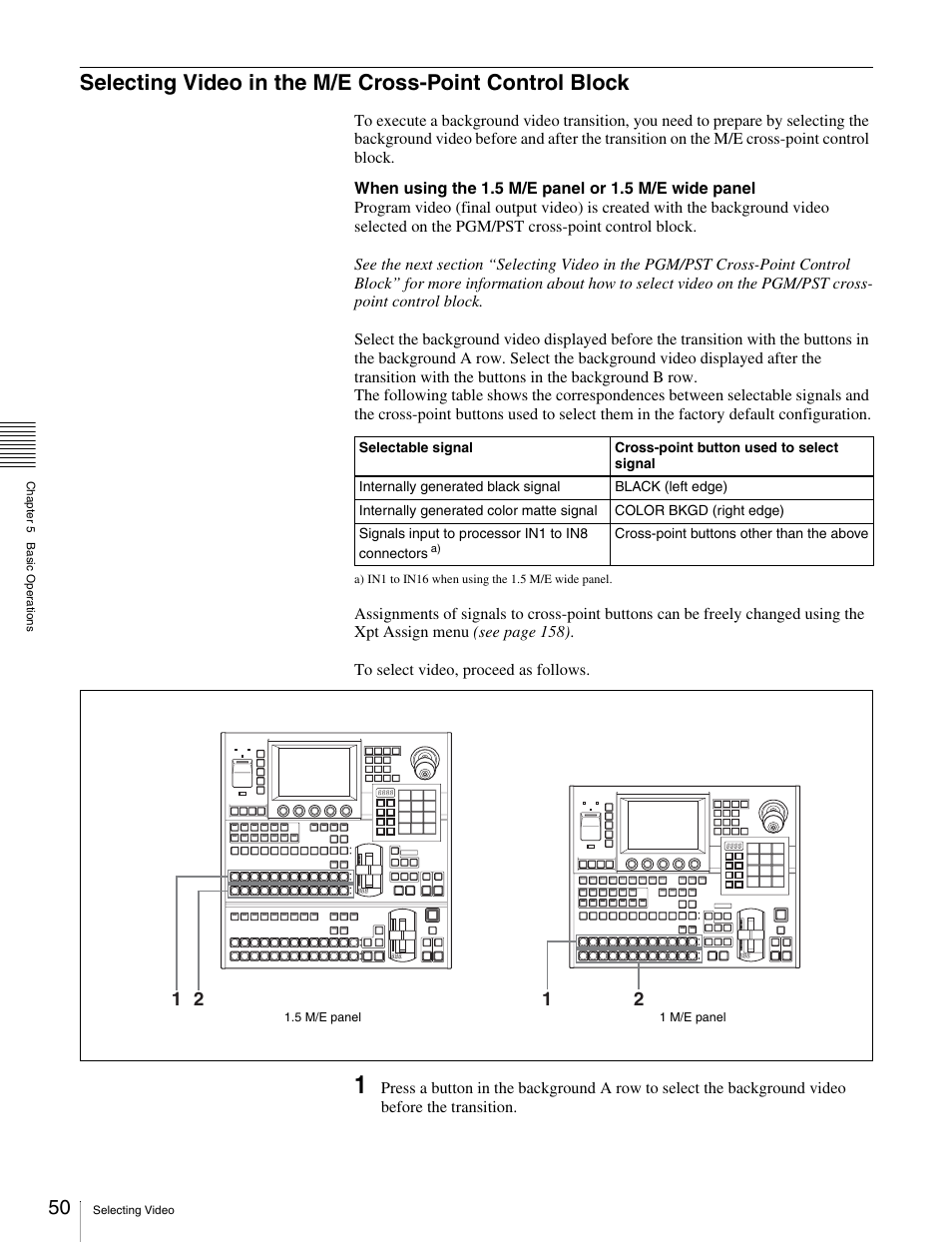 Selecting video in the m/e cross-point, Control block | Sony MKS-2010 User Manual | Page 50 / 200