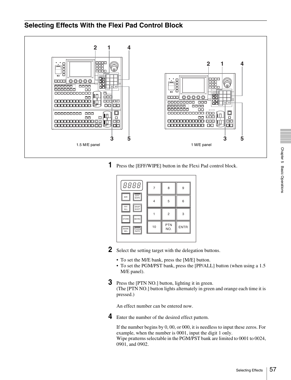 Selecting effects with the flexi pad control block, Selecting effects with the flexi pad control, Block | Sony MKS-2010 User Manual | Page 57 / 200