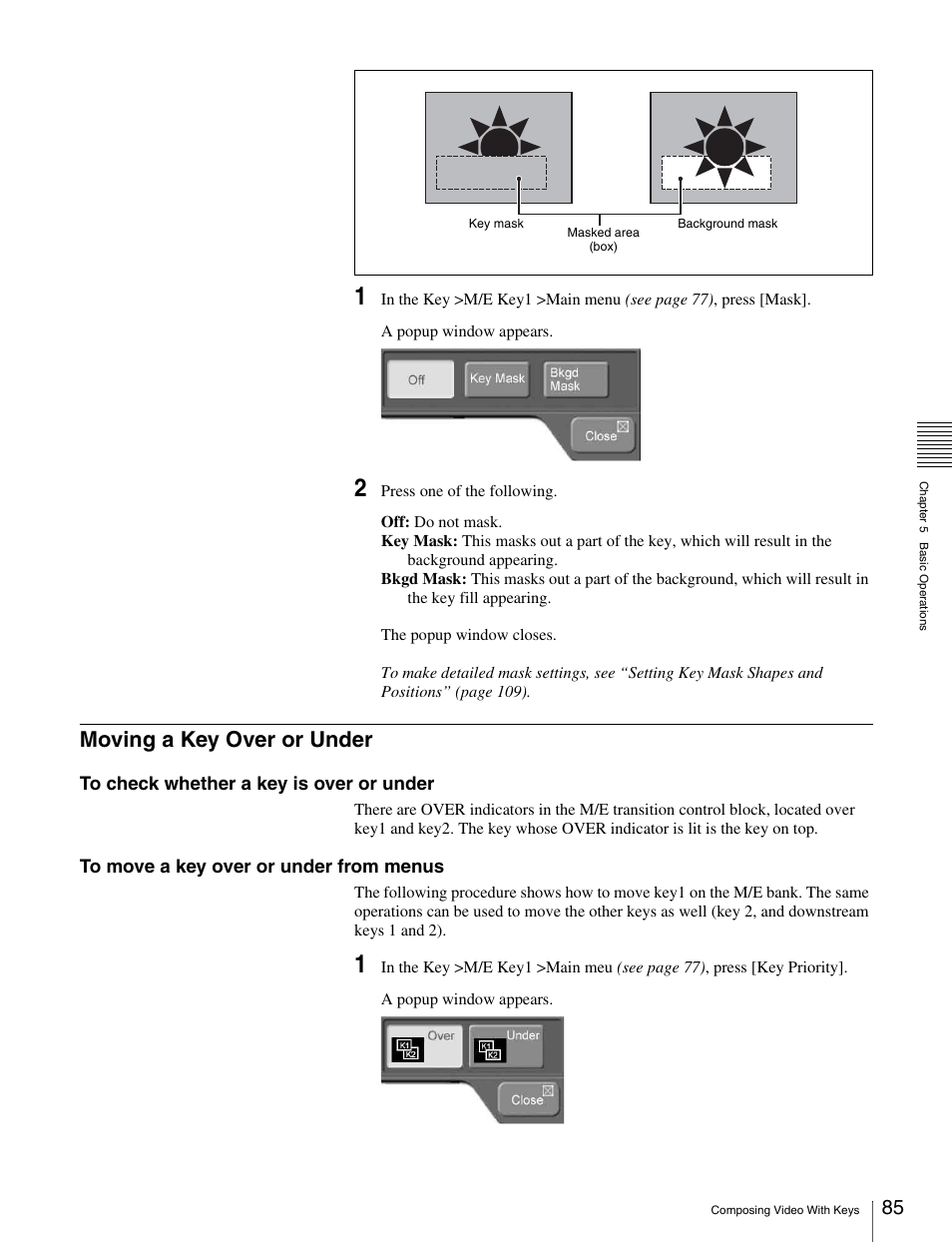 Moving a key over or under | Sony MKS-2010 User Manual | Page 85 / 200