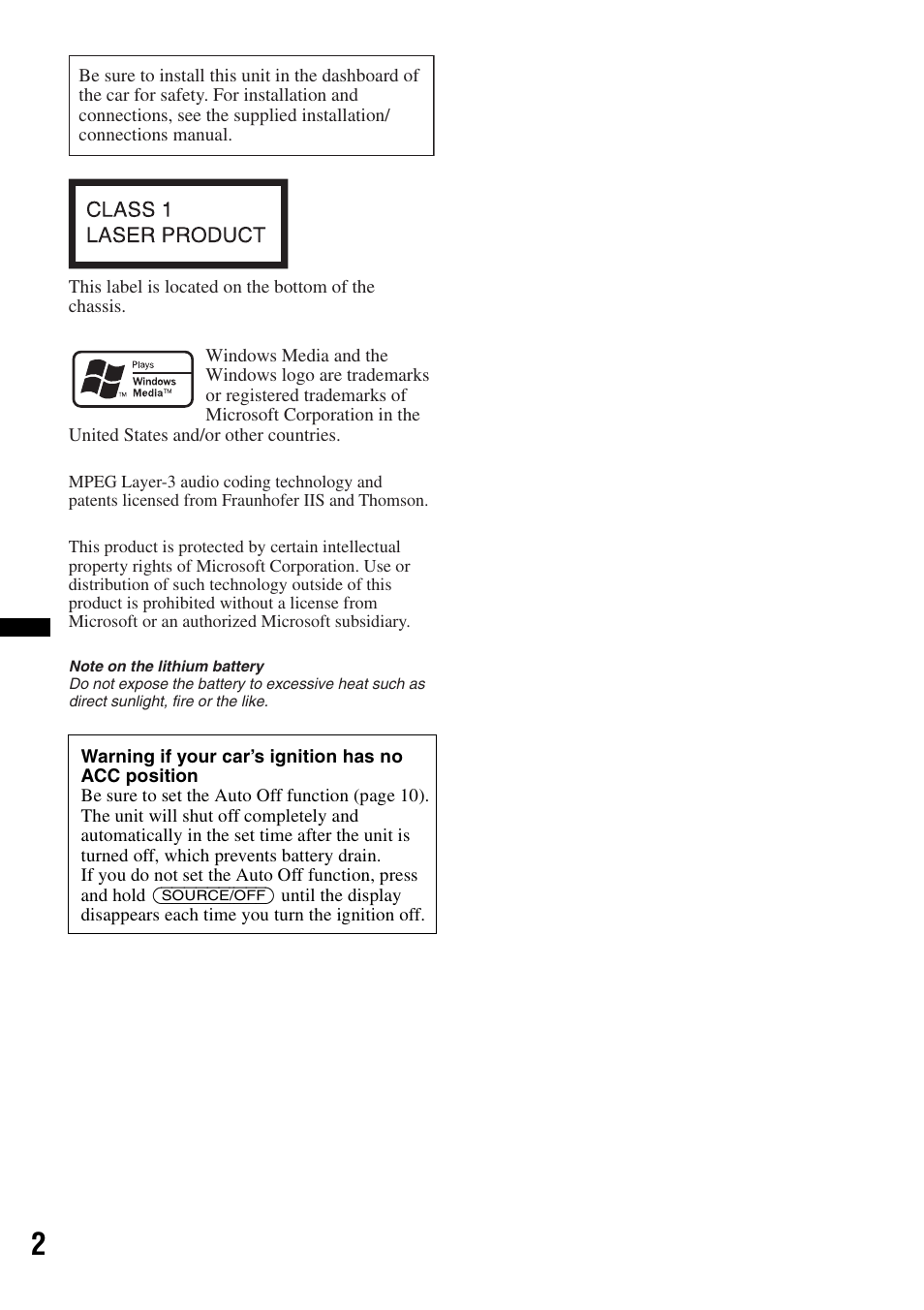 Sony CDX-GT292 User Manual | Page 2 / 36