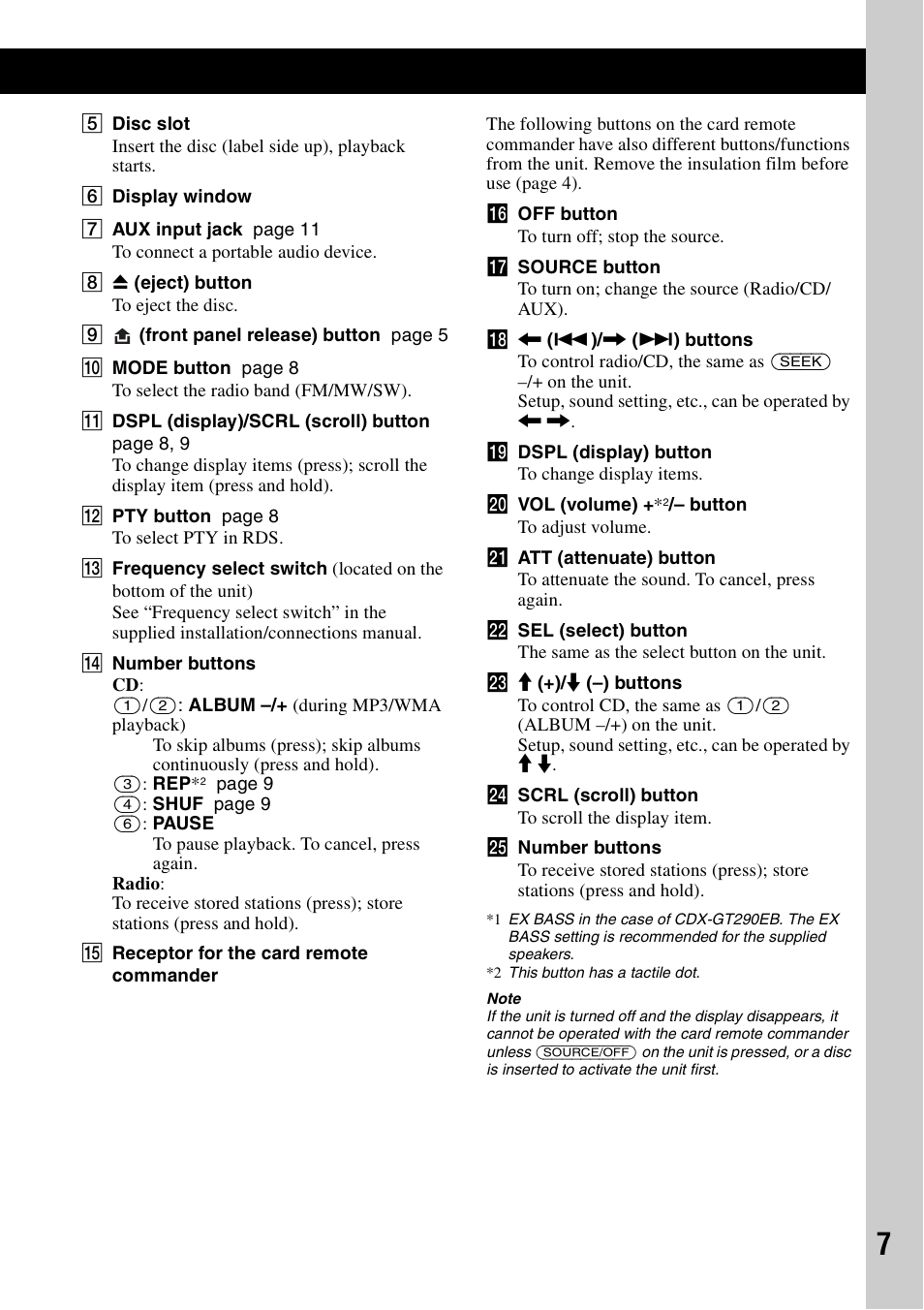 Sony CDX-GT292 User Manual | Page 7 / 36