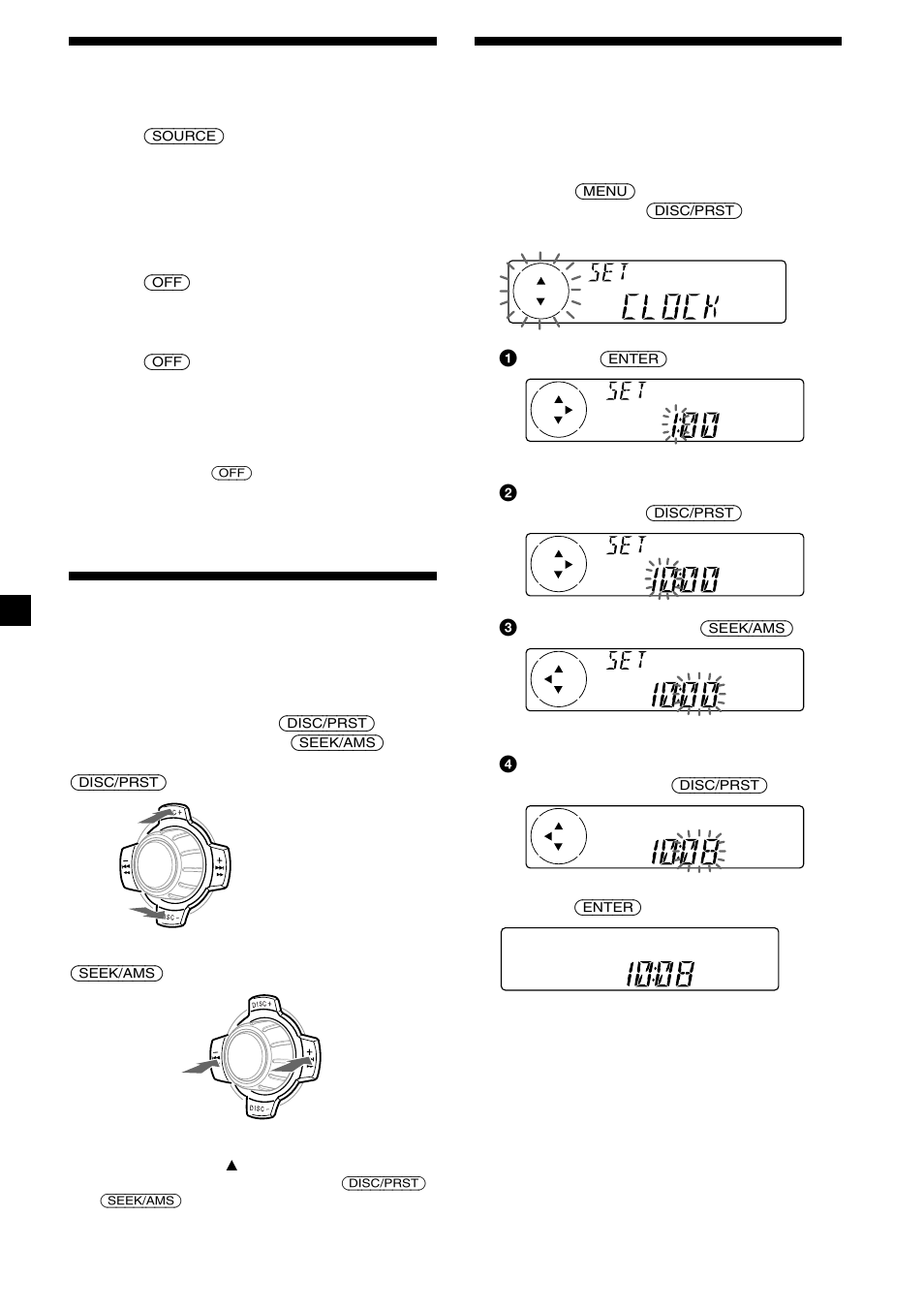 8slå på/stänga av enheten, Använda menyn, Ställa klockan | Sony MDX-C6400R User Manual | Page 68 / 152