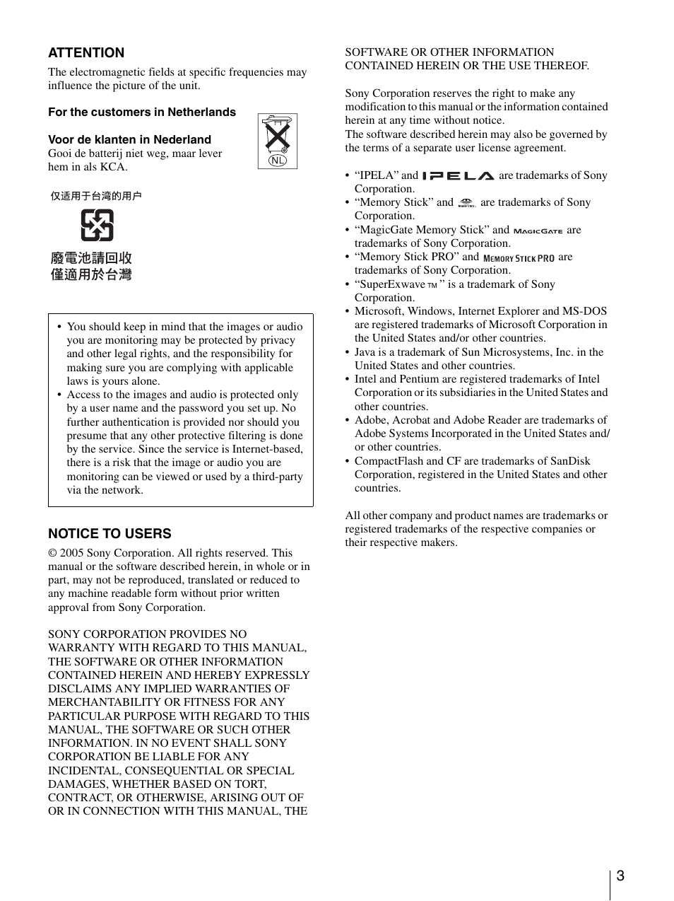 Sony SNC-CS50N User Manual | Page 3 / 87