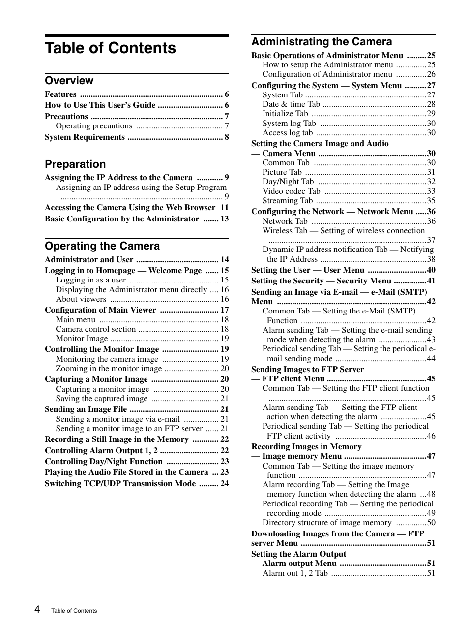Sony SNC-CS50N User Manual | Page 4 / 87