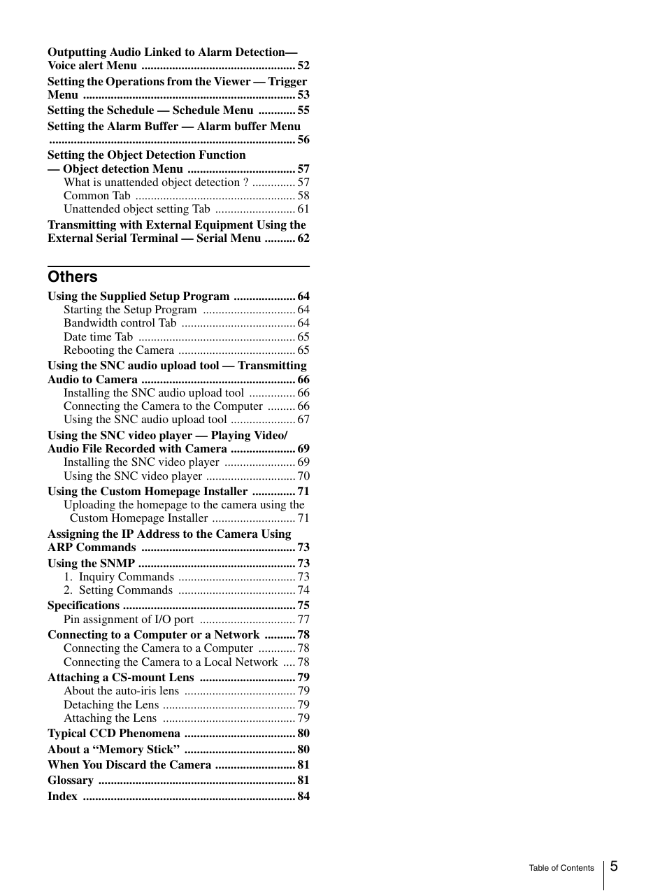 Others | Sony SNC-CS50N User Manual | Page 5 / 87