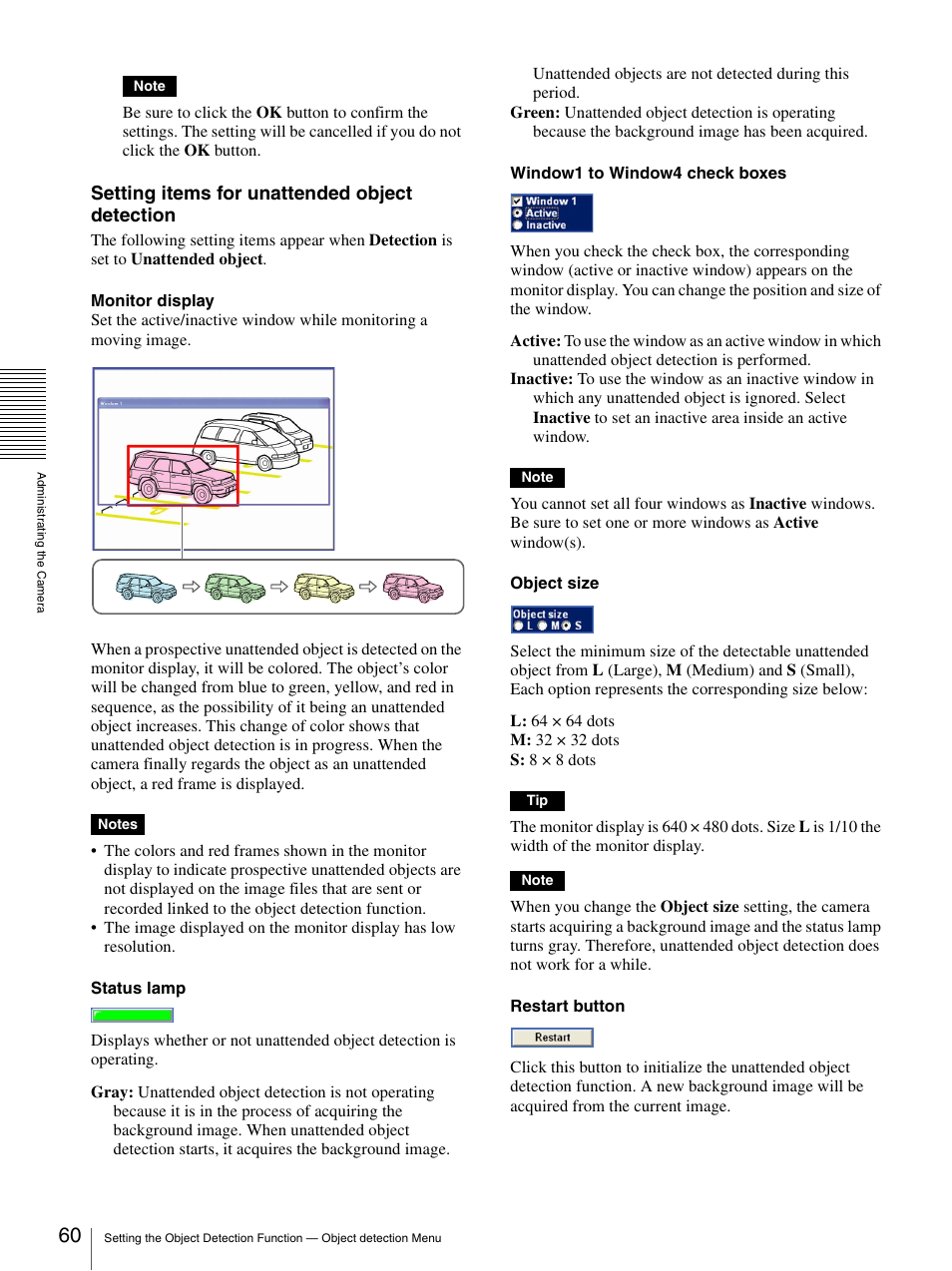 Setting items for unattended object detection | Sony SNC-CS50N User Manual | Page 60 / 87