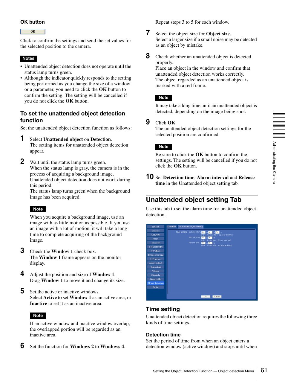 Unattended object setting tab | Sony SNC-CS50N User Manual | Page 61 / 87