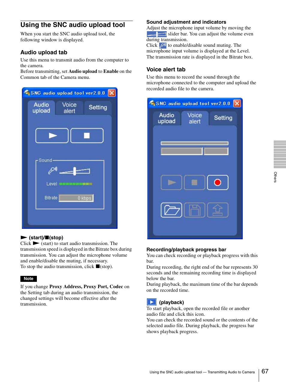 Using the snc audio upload tool | Sony SNC-CS50N User Manual | Page 67 / 87
