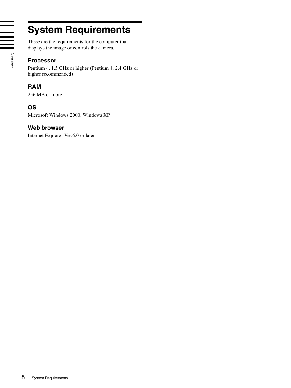 System requirements | Sony SNC-CS50N User Manual | Page 8 / 87