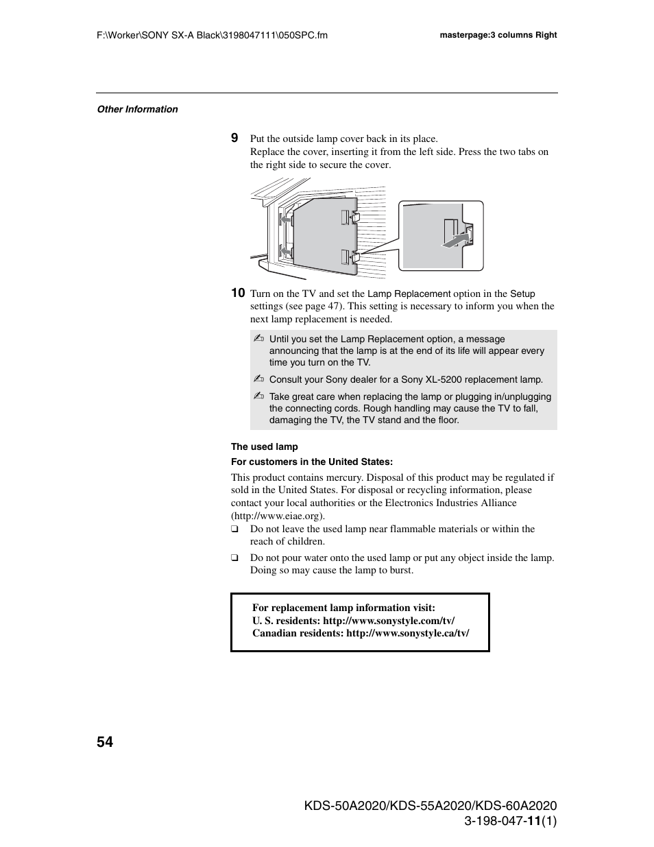 Sony KDS-55A2020 User Manual | Page 54 / 67