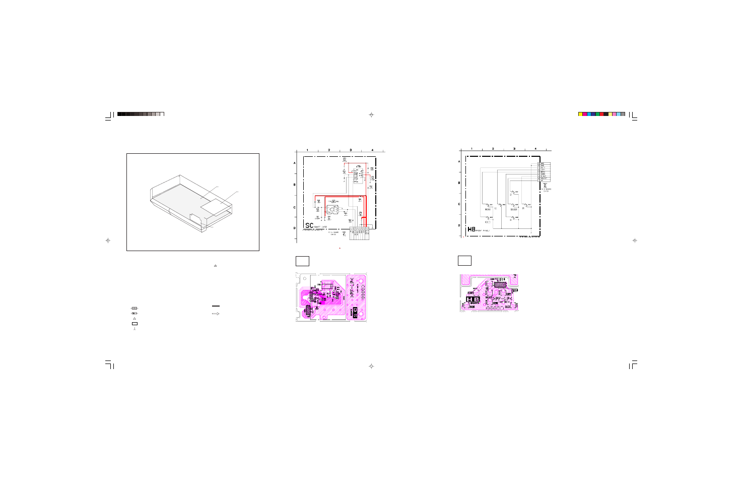 Sc board, Sc board schematic, Hb board schematic | Sat-a55/b55 | Sony SAT-B55 RM-Y139 User Manual | Page 16 / 36