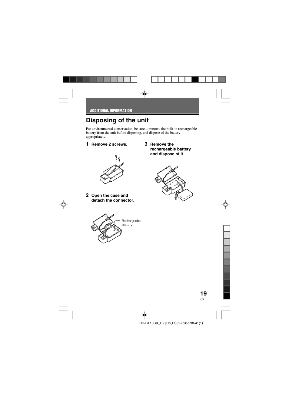 Disposing of the unit | Sony DRBT10CX User Manual | Page 19 / 52