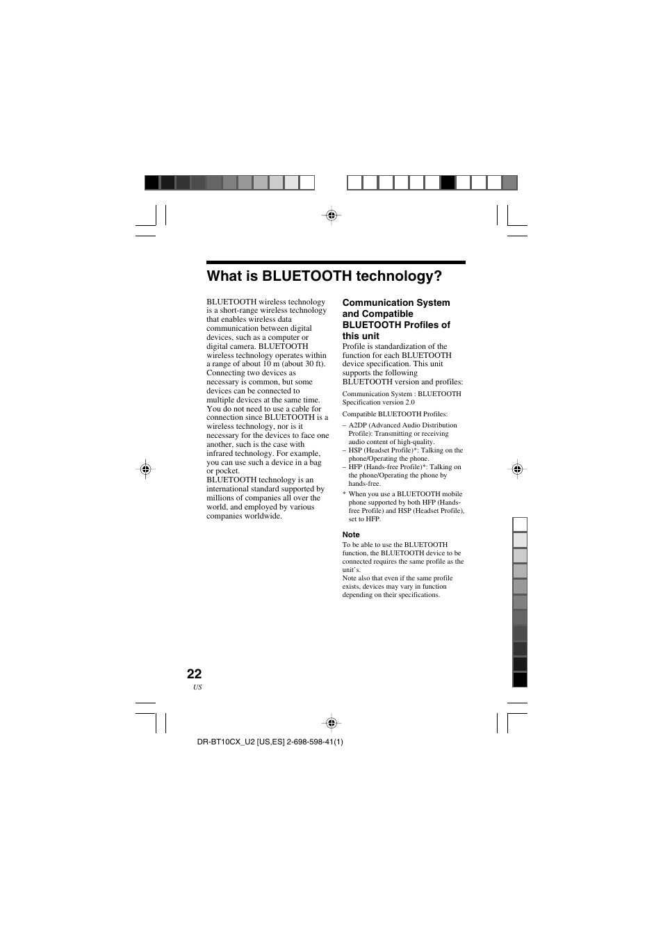 What is bluetooth technology | Sony DRBT10CX User Manual | Page 22 / 52