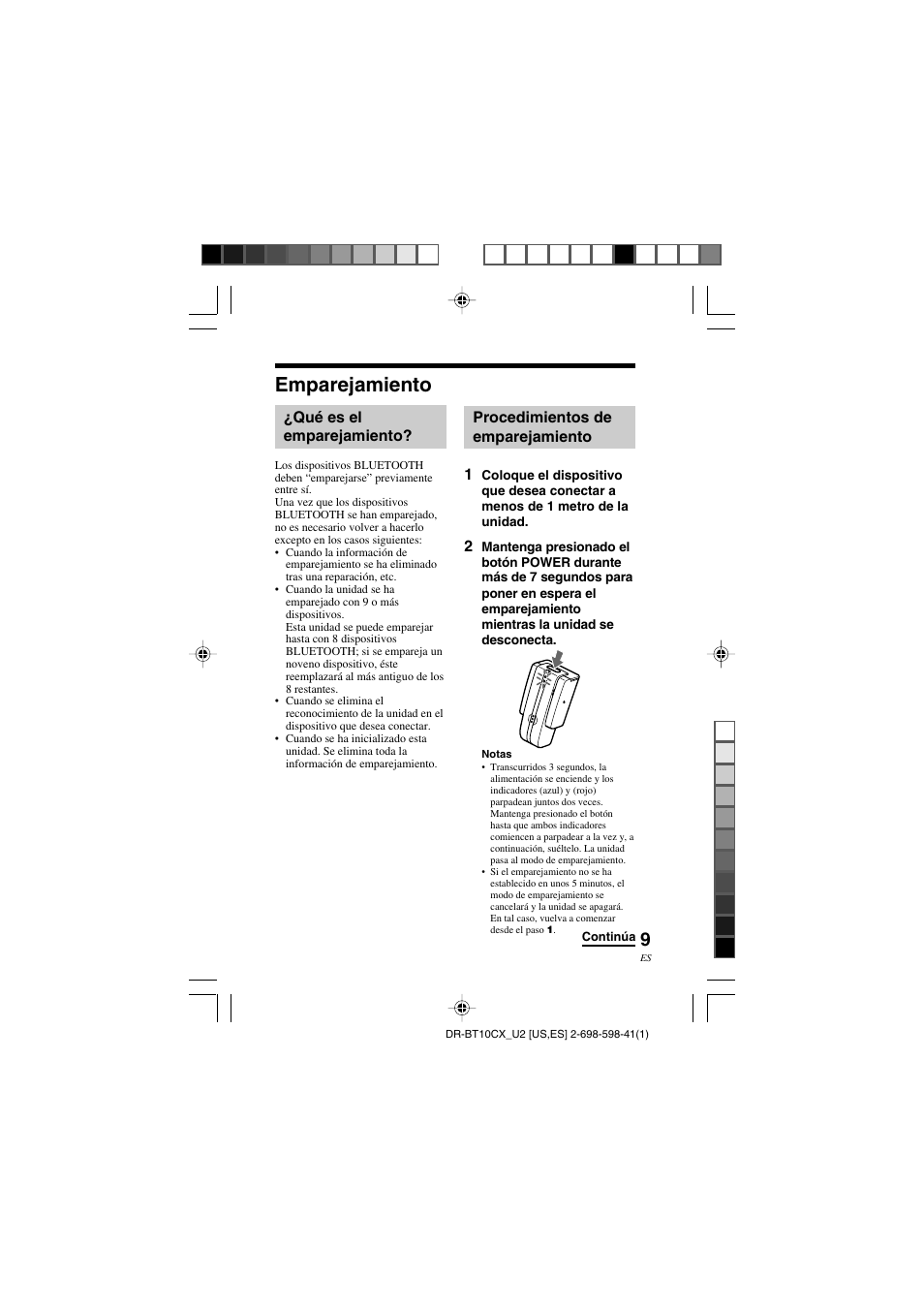 Emparejamiento | Sony DRBT10CX User Manual | Page 33 / 52