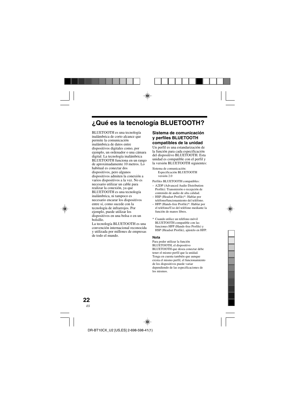 Qué es la tecnología bluetooth | Sony DRBT10CX User Manual | Page 46 / 52