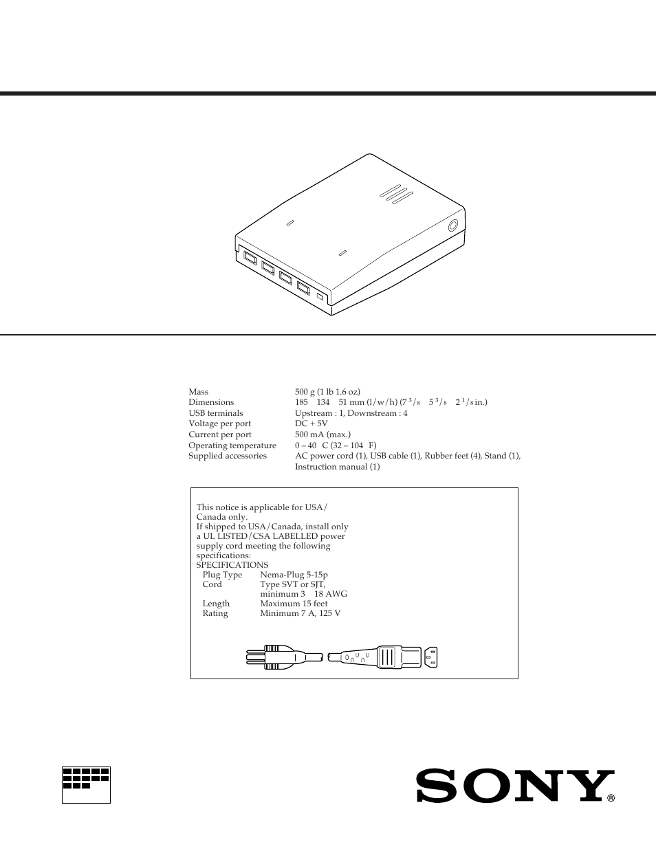 Sony UH-1000 User Manual | 12 pages