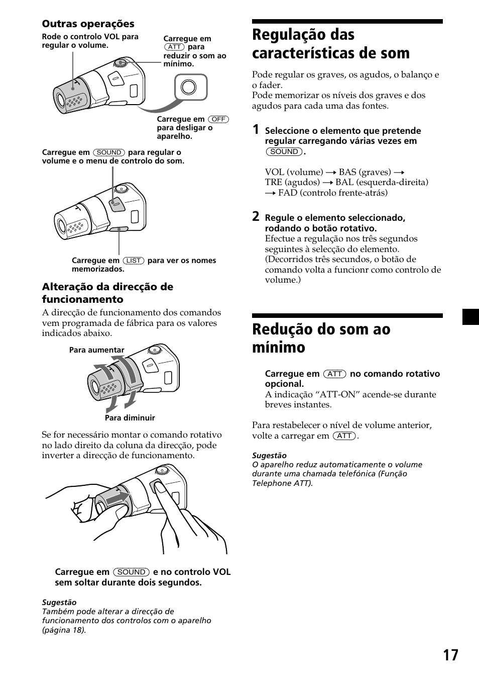 Regulação das características de som, Redução do som ao mínimo | Sony CDX-4270R User Manual | Page 65 / 96