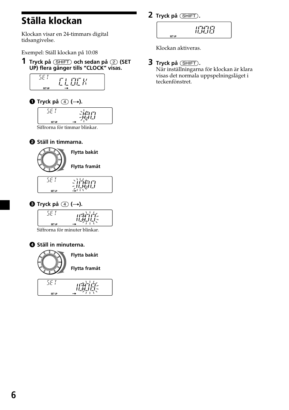 Ställa klockan, 6ställa klockan | Sony CDX-4270R User Manual | Page 78 / 96