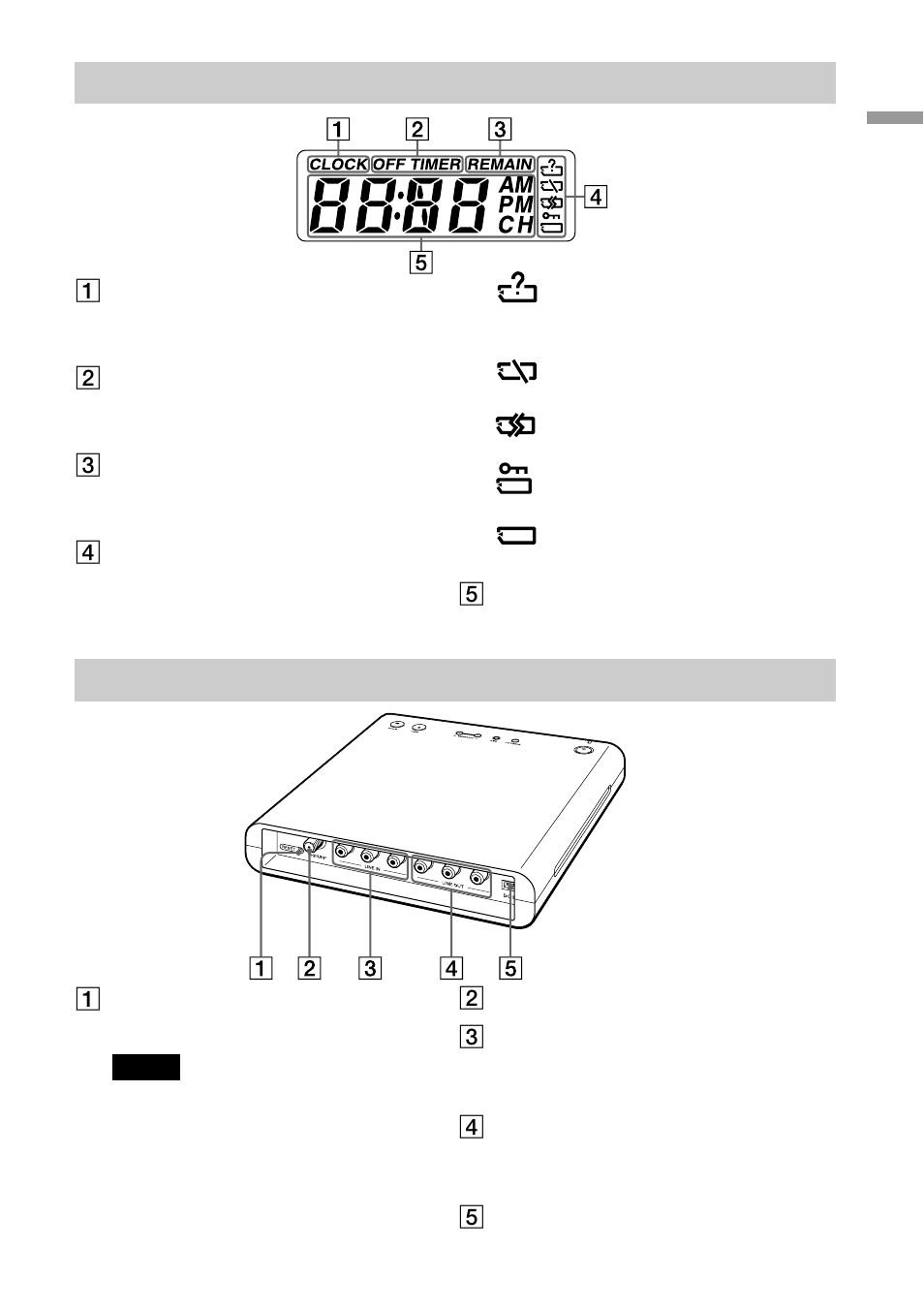 Front panel display, Rear panel | Sony PEGA-VR100K User Manual | Page 11 / 52