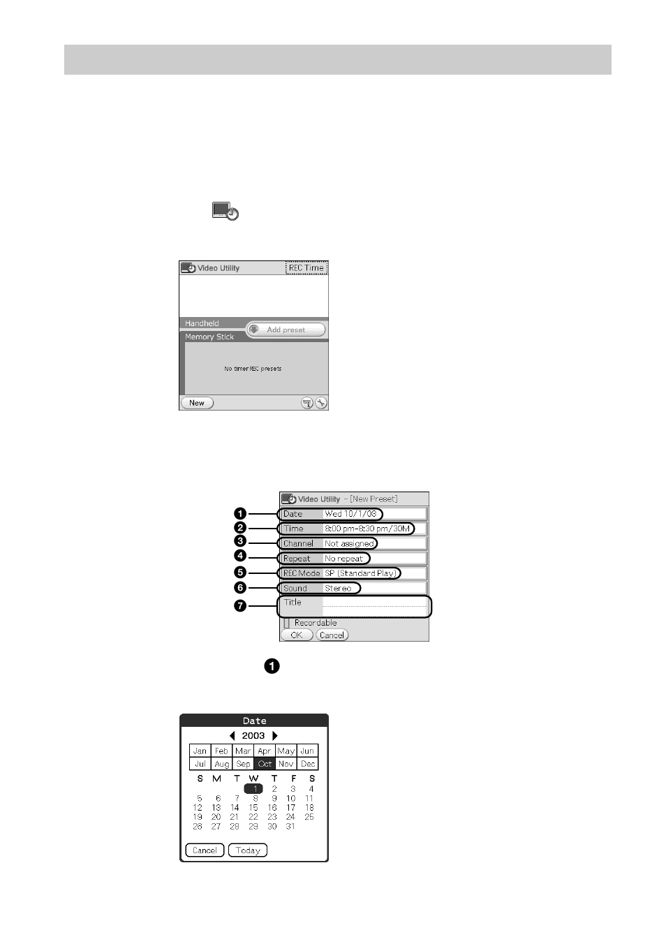 Setting a timer rec preset | Sony PEGA-VR100K User Manual | Page 28 / 52