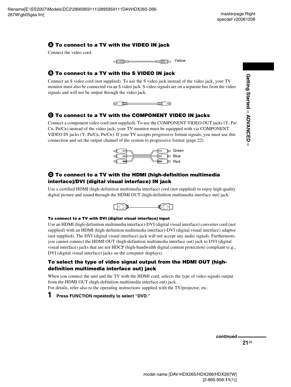 Sony HDX266 User Manual | Page 21 / 104