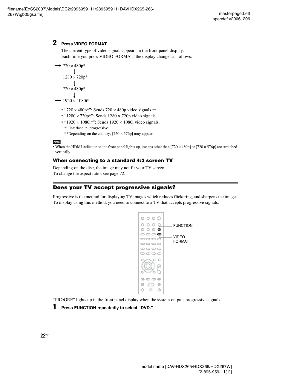 Does your tv accept progressive signals | Sony HDX266 User Manual | Page 22 / 104