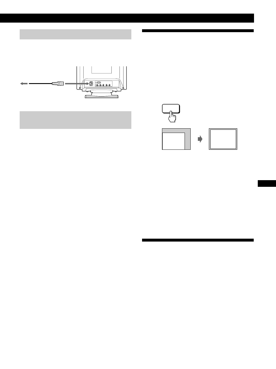 Auswählen der sprache für die bildschirmanzeigen, Getting started vorbereitungen, Schritt 2: schließen sie das netzkabel an | Schritt 3: schalten sie monitor und computer ein | Sony GDM-500PST9 User Manual | Page 47 / 104